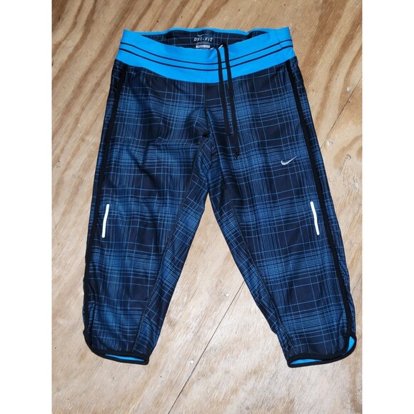 nike dri fit running capri medium Blue Pullon Drawstring Zip Pocket @Z - Picture 3 of 12